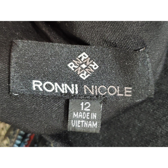Ronni Nicole Women's Multicolor Polyester V Neck Sleeveless Knee Length Dress 12 - Picture 10 of 12
